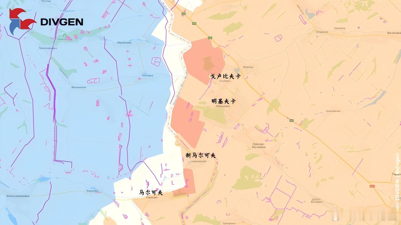 M03以南，顿巴斯运河算是完全变成分界线了来源：DIVGEN 🚩 Карта 