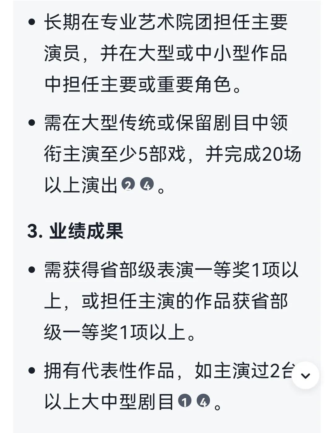 这是关于演员职称的详细要求。