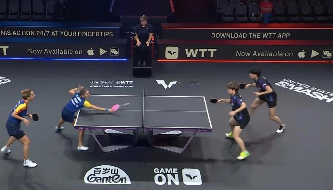 WTT美国大满贯女双1/8决赛：
王艺迪/陈熠大比分3：1胜萨马拉/斯佐科斯，