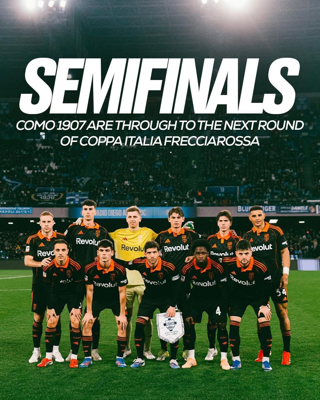 科莫40年來第一次晉身意大利盃四強！今場嘅陣式同理念同之前對拉素差唔多，都係踢無