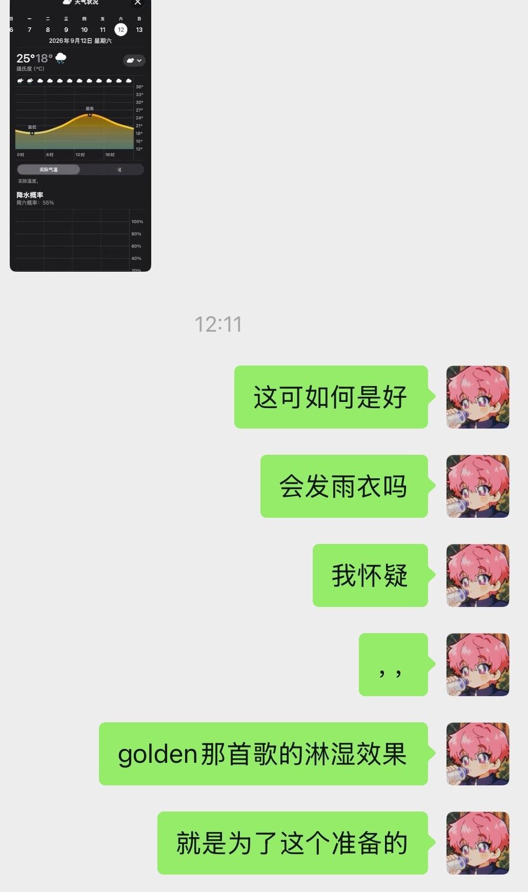 朋友和我说演唱会应该下雨吧我：[泪奔] ​​​