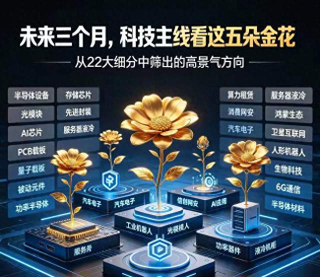 未来三个月，盯紧科技这22大细分“五朵金花”就够了