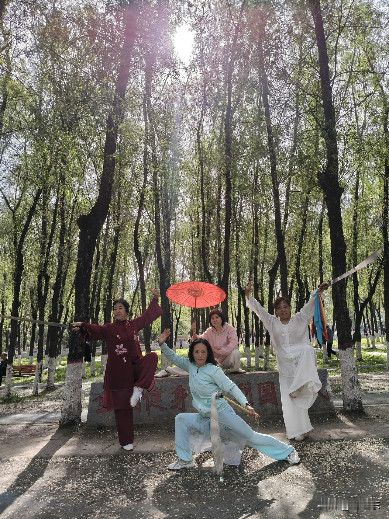 群芳谱之二
玉林掩映武群芳，
叶隙斑驳浴霞光。
刀如猛虎山海啸，
请续句……
（