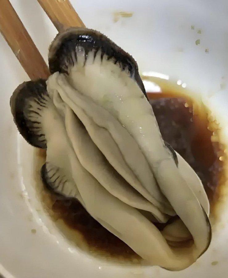 谁懂啊！刷到这只生蚝的瞬间，口水直接流下来了。
 
筷子夹着的蚝肉饱满到快溢出屏
