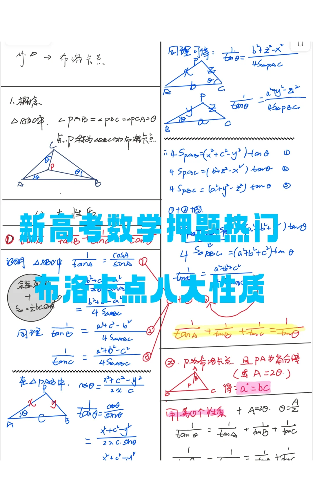 新高考数学押题热门|三角形布洛卡点八大性