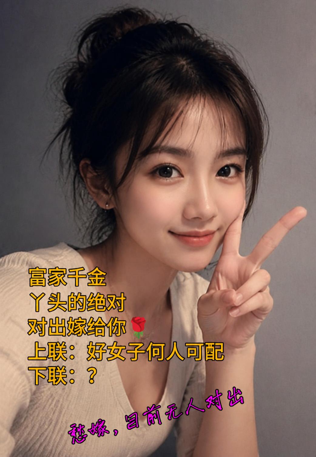 美女比文招亲，她出的这个对联，你们能答得上来吗？
上联：好女子何人可配
下联：