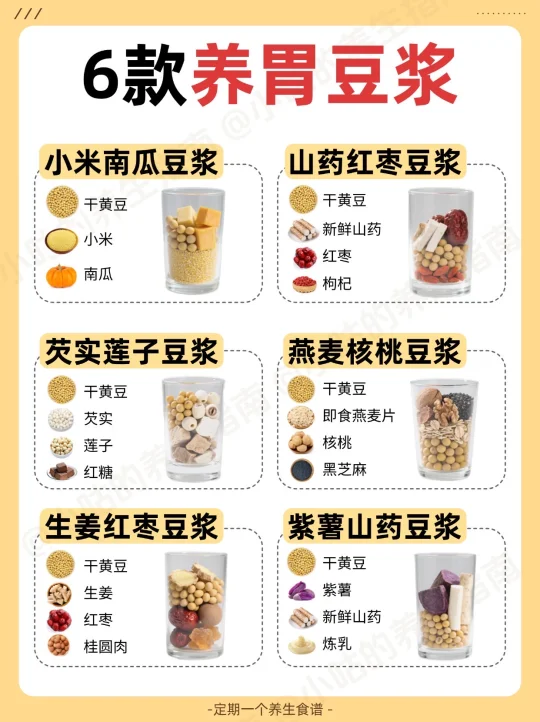 6款养胃豆浆❗️脾胃虚必看‼️