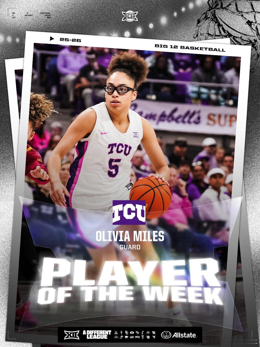 Big 12联盟第16周表现奖（2025-2026赛季）。NCAA男篮最佳球员＋