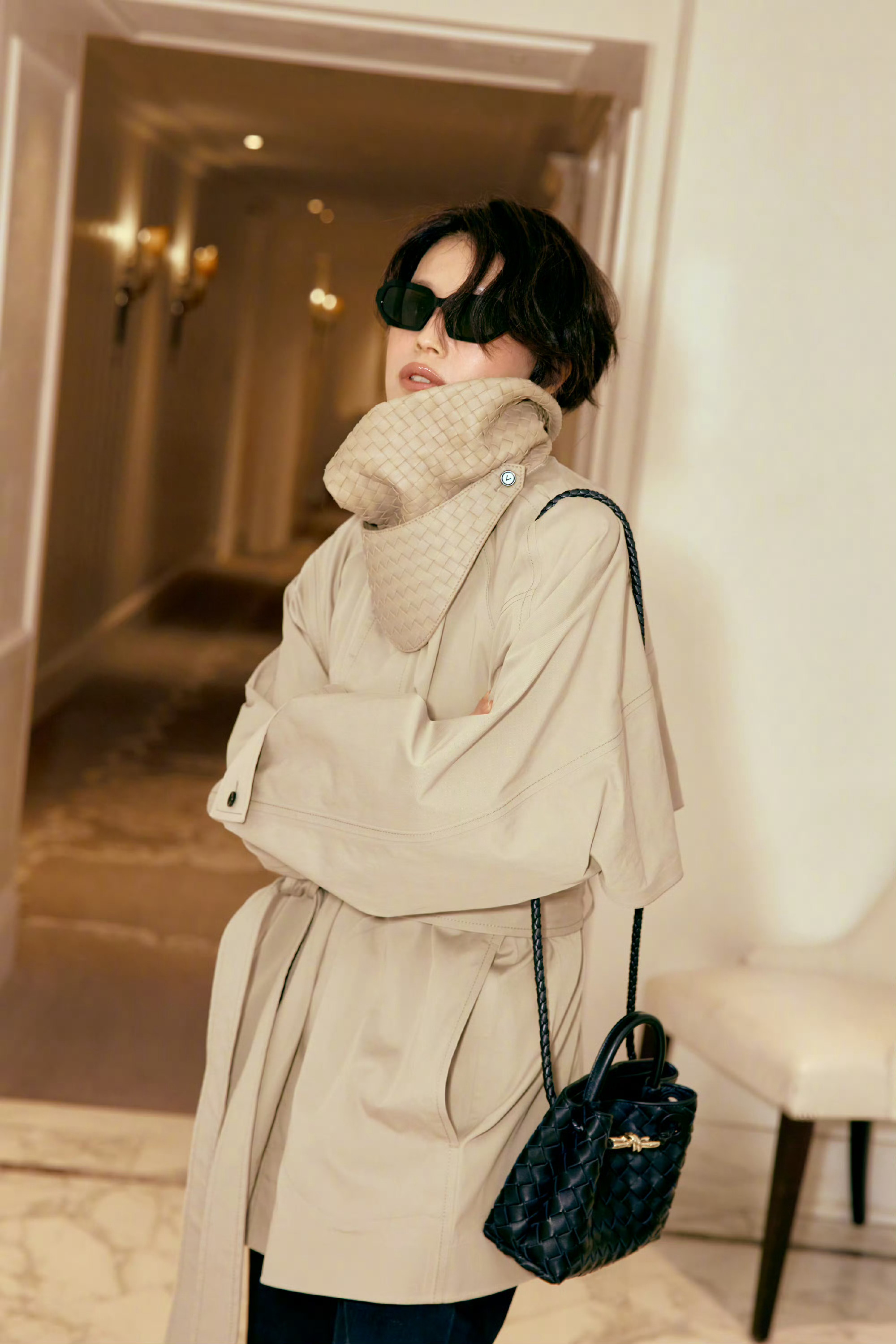 舒淇 in Bottega Veneta 短发造型2027夏季系列时装秀 米兰时
