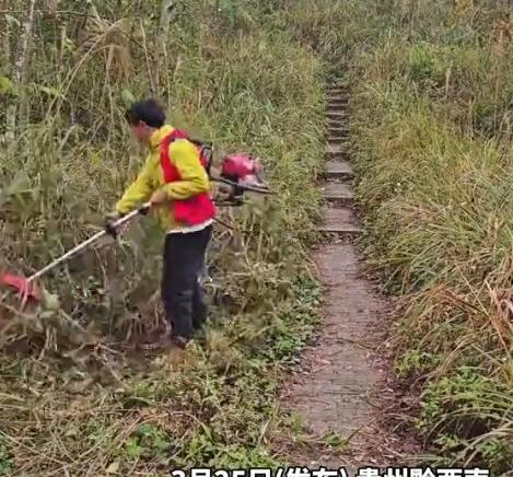这名男子火了！贵州，一男子去公园跑步减肥，发现里面杂草丛生，想着反正都是流汗，不