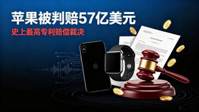 苹果被判赔57亿美元，史上最高专利赔偿案