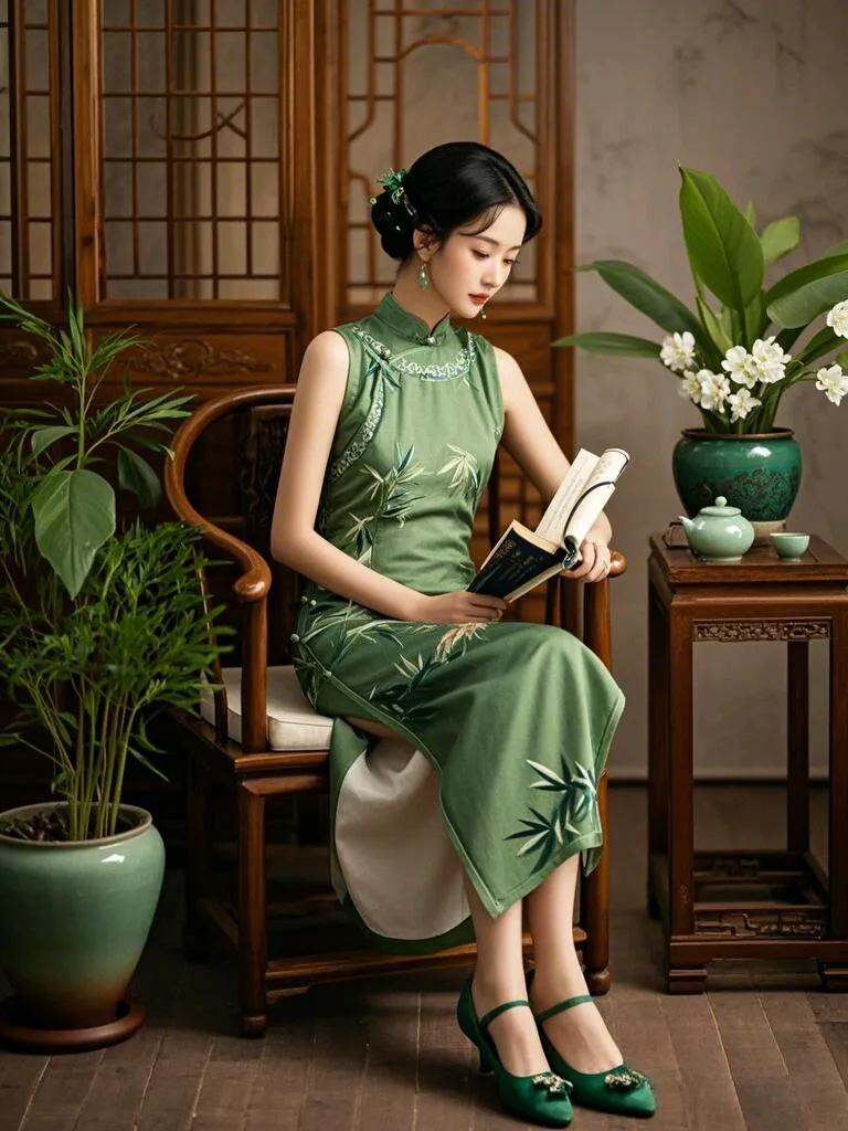 青丝绕素手轻扶#古韵如画佳人# 古韵美女#眉目如画# 旗袍穿搭