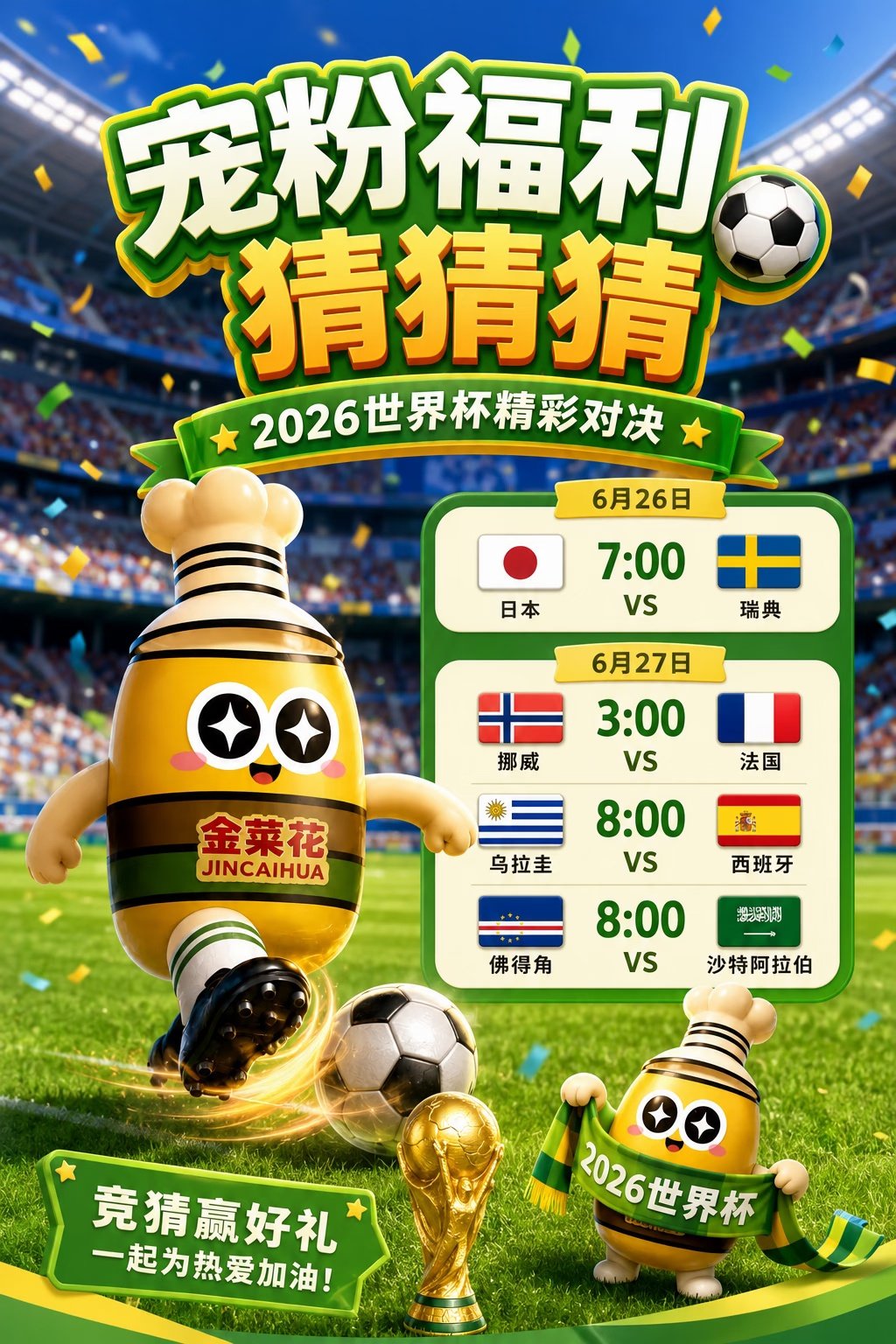 👑宠粉福利猜猜猜： 📅6月26日： 🇯🇵日本vs🇸🇪瑞典 📅6月2