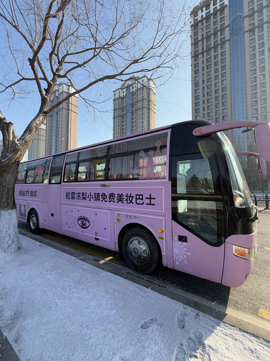 在哈尔滨坐上了粉色环城大巴车！