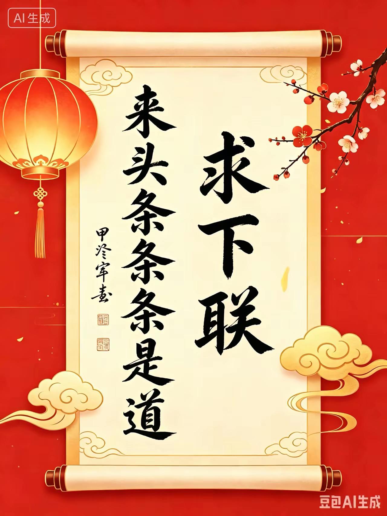 上联：来头条条条是道
下联：会打卡卡卡有味