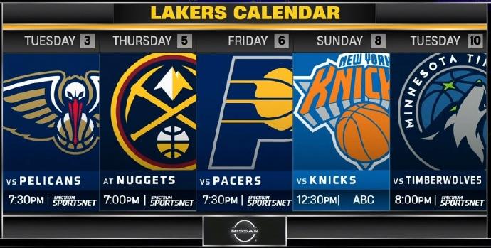 能赢几场？湖人未来5场对手：

鹈鹕、掘金（客）、步行者、尼克斯、森林狼。

1