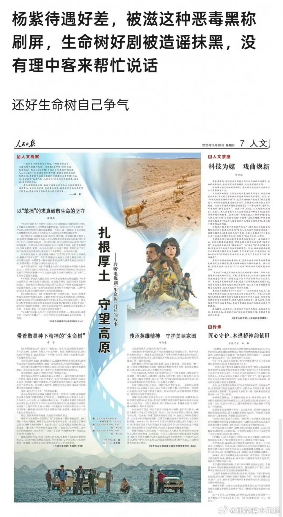 所以说正主不争气，粉丝再怎么上蹿下跳也毫无用处。生命树这部剧就没有瑕疵可言。 