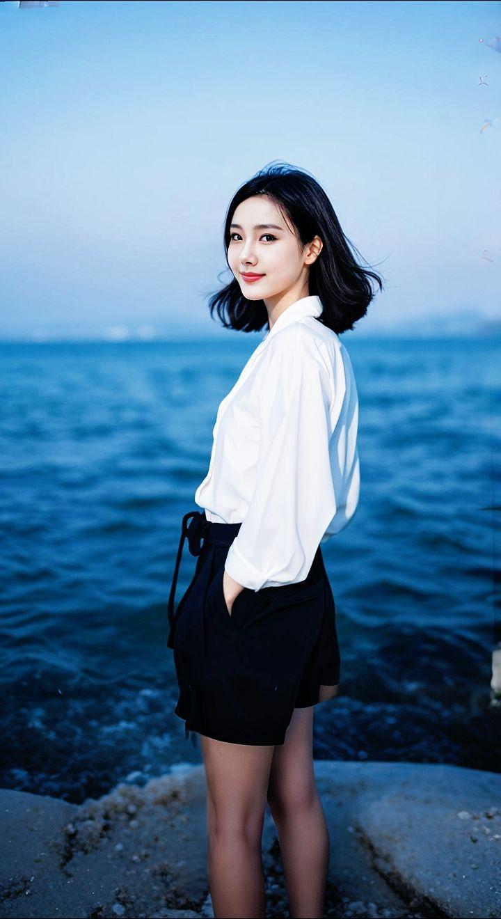 AI扩图 AI海边帅哥笑