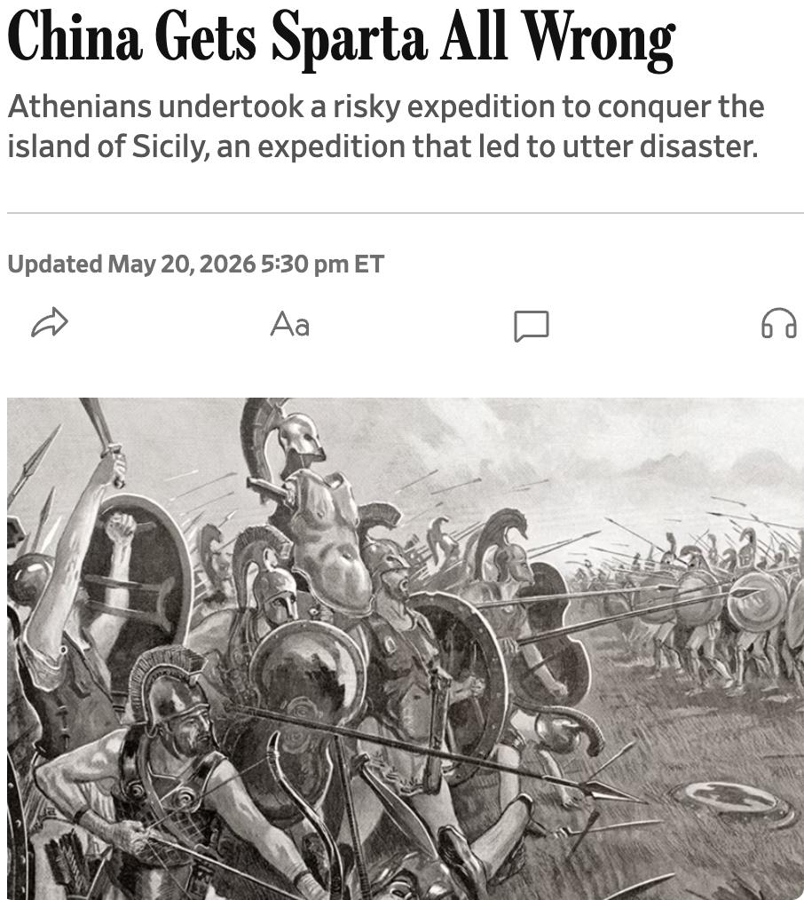 美媒：中国喜欢引用“修昔底德陷阱”来描述斯巴达人对雅典日益强大权力的恐惧，这种恐