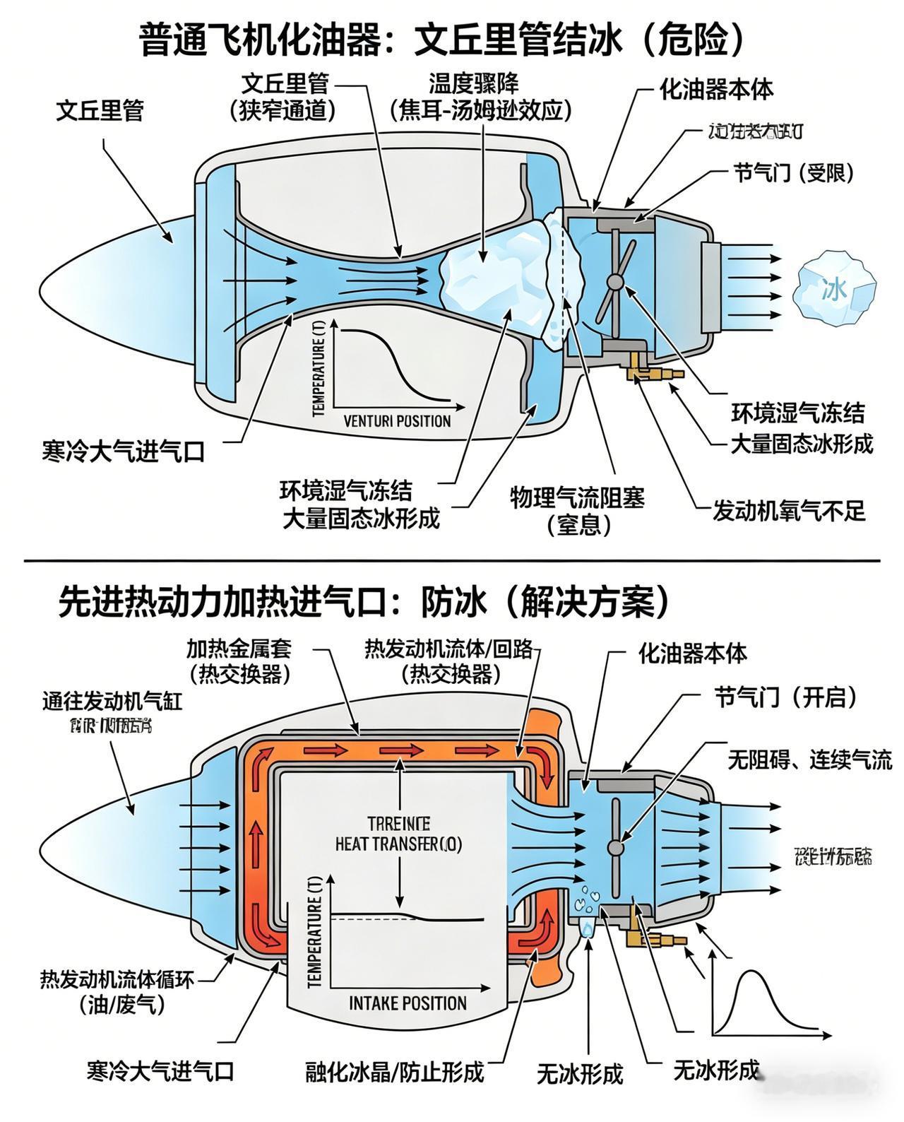 哪怕是盛夏晴天，飞机发动机也可能被自己 “冻死”，核心元凶就是化油器文丘里管结冰