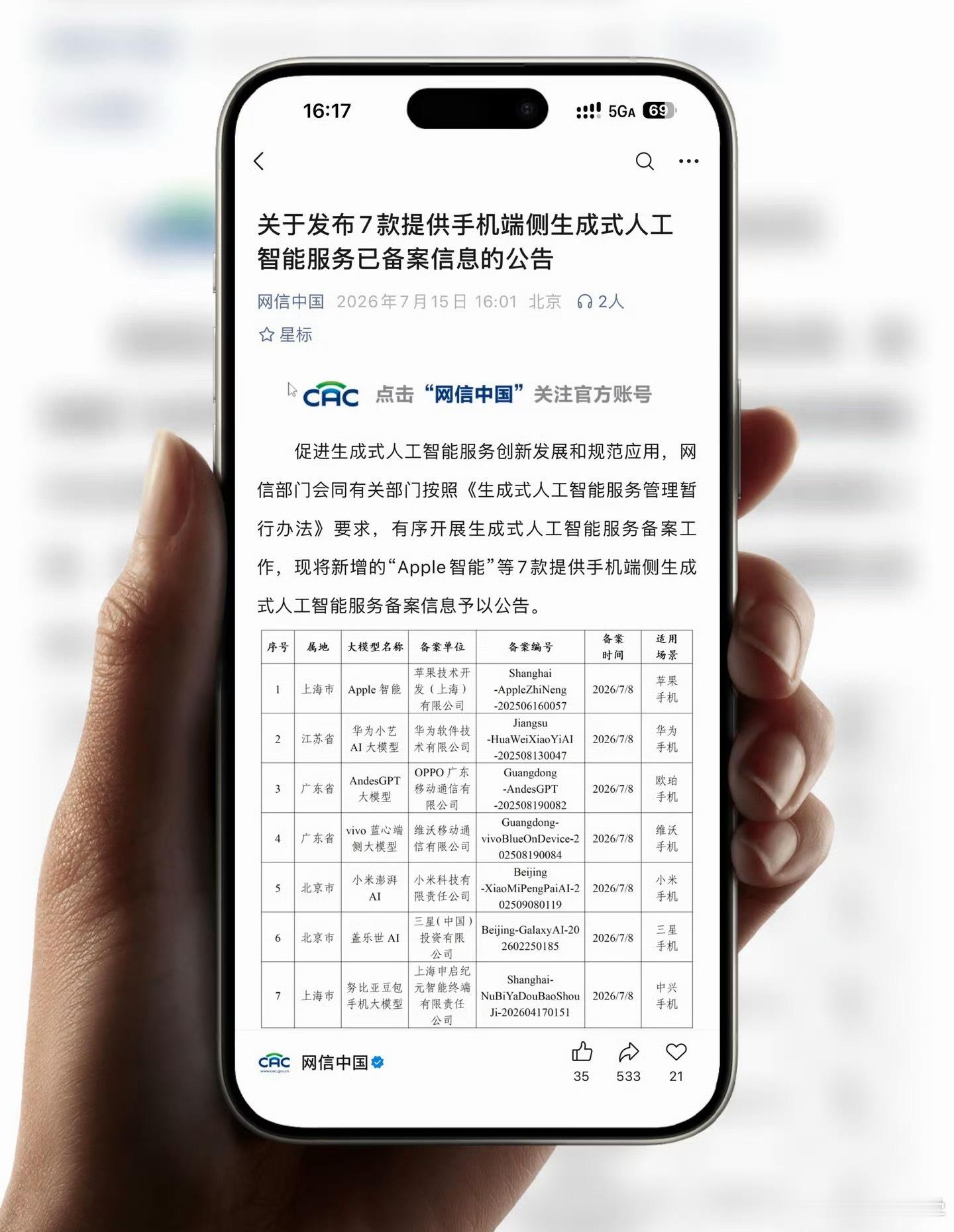 苹果AI国行版已过审苹果的sir有点不太聪明，体验感太差了，希望苹果的Ai版能聪