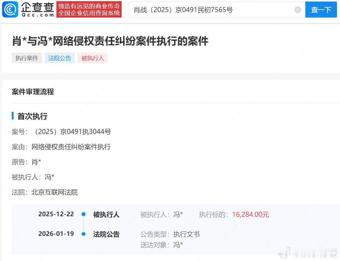 传播肖战黑称的黑粉败诉肖战申请强执侵权黑粉  近日，法院刊登肖战起诉冯某网络侵权