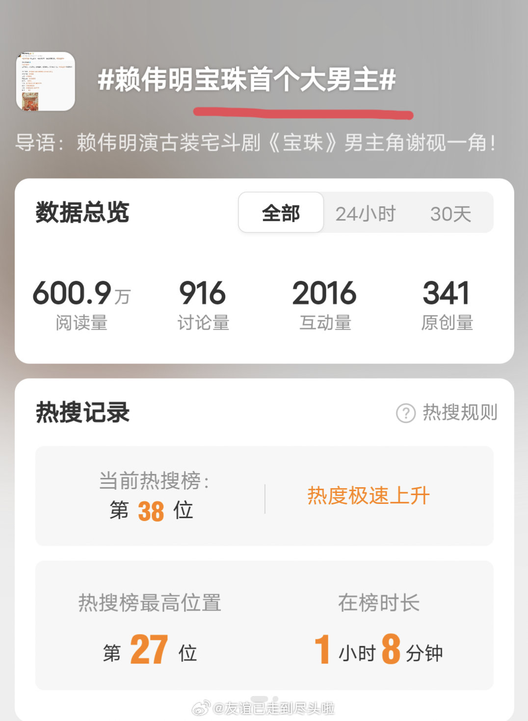 代露娃、赖伟明新剧《宝珠》官宣，结果赖伟明首个大男主上热搜了。代露娃饰演的女主就