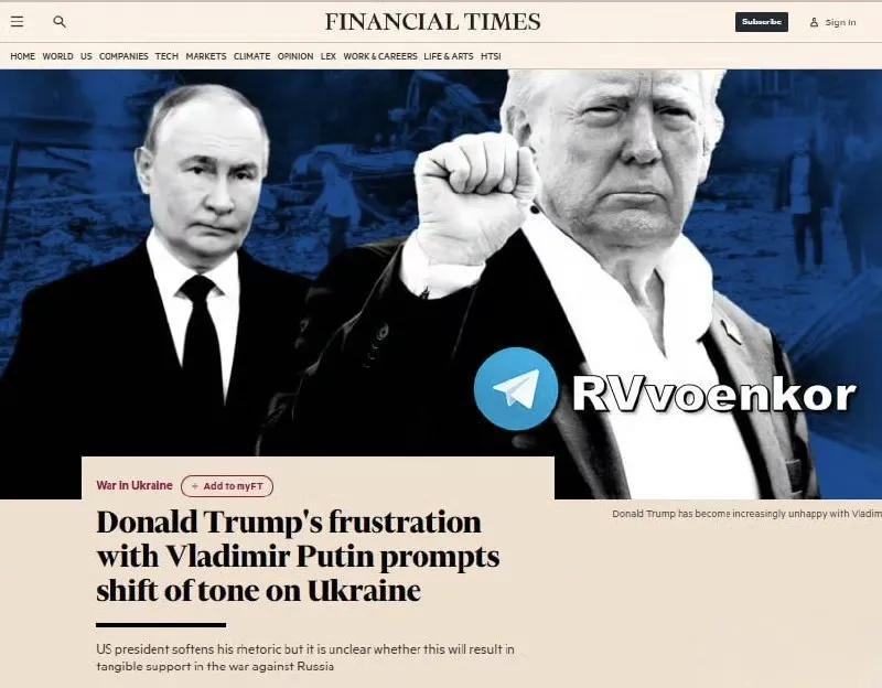英国《金融时报》称，尽管美国总统老特近期对俄罗斯总统普京表达了不满，但这不意味着
