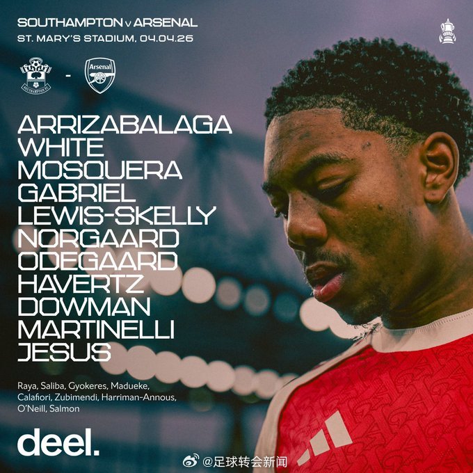 阿森纳首发：凯帕、怀特、莫斯克拉、加布里埃尔、斯凯利、诺尔高、厄德高、哈弗茨、道