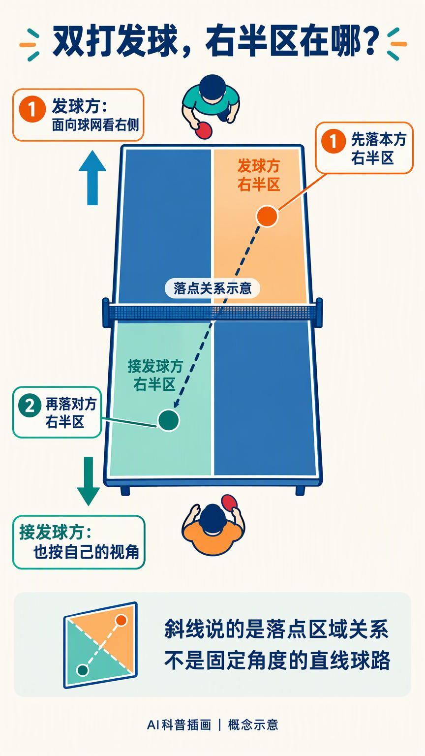 双打发球为何必须“斜着来”？先认清双方各自的右半区勒布伦兄弟在2026年欧洲乒乓