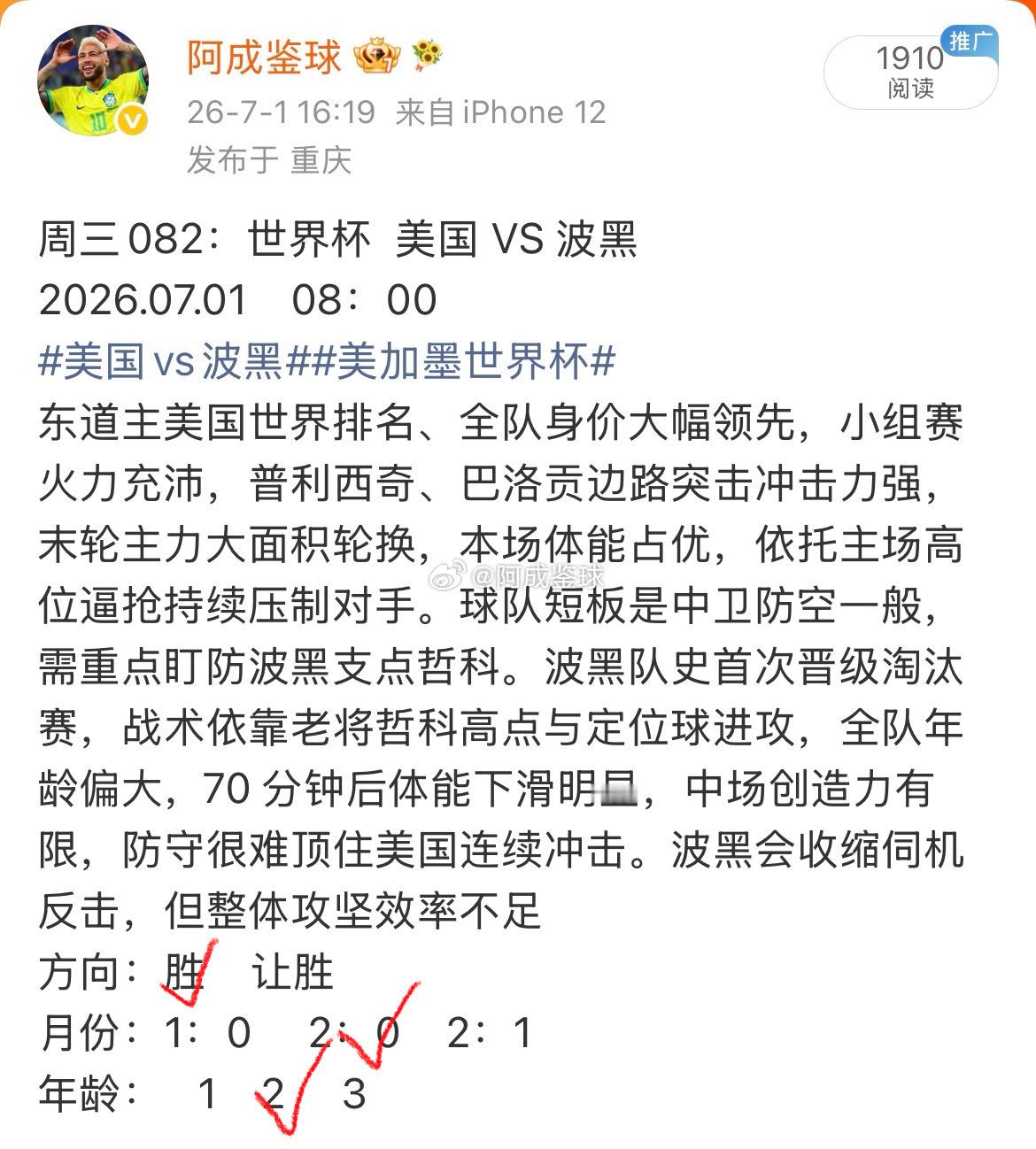 巴洛贡破门+染红，十人美国2:0淘汰波黑。做为东道主美国的实力在小组赛是大家有目