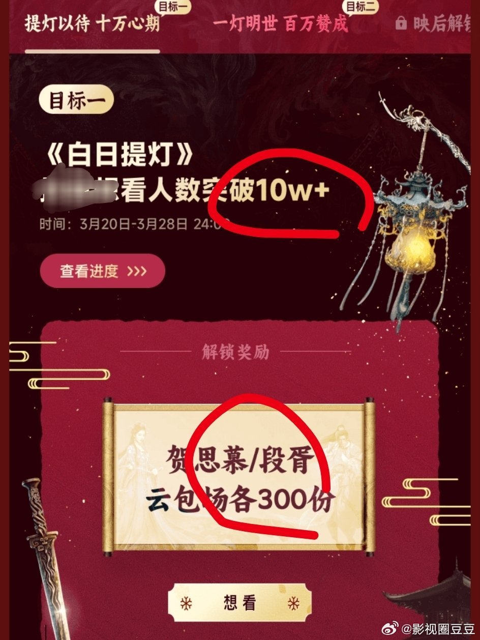 腾讯包场白日提灯 鹅抠死算了要求白日提灯想看人数达到十万才包六百个，想看人数十万