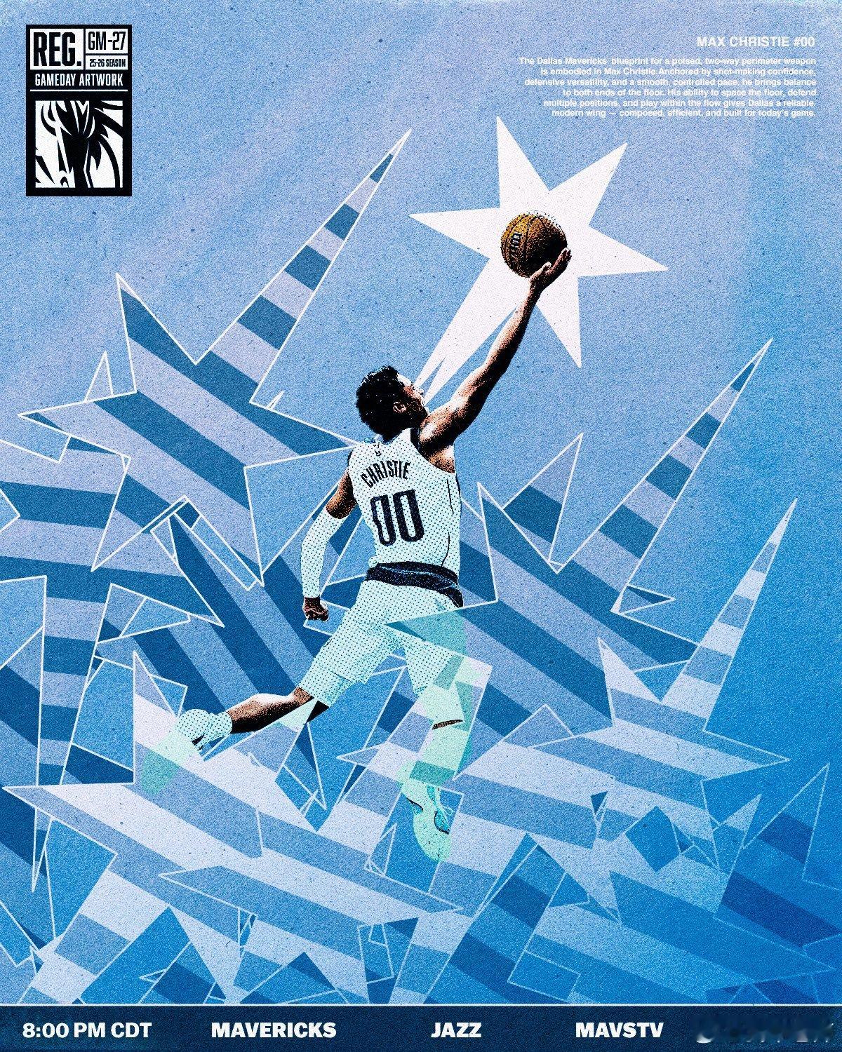 MFFL 常规赛第27场的比赛海报。克里斯蒂。MFFL独行侠vs爵士NBA全明星