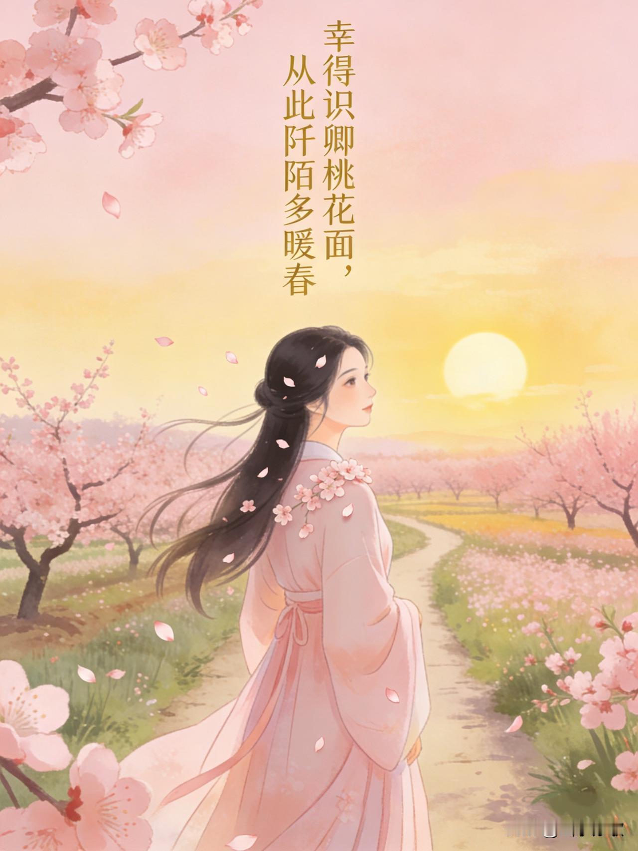 幸得识卿桃花面，从此阡陌多暖春。
好想一个人骑着单车去春天里闲逛，东瞅瞅西看看，