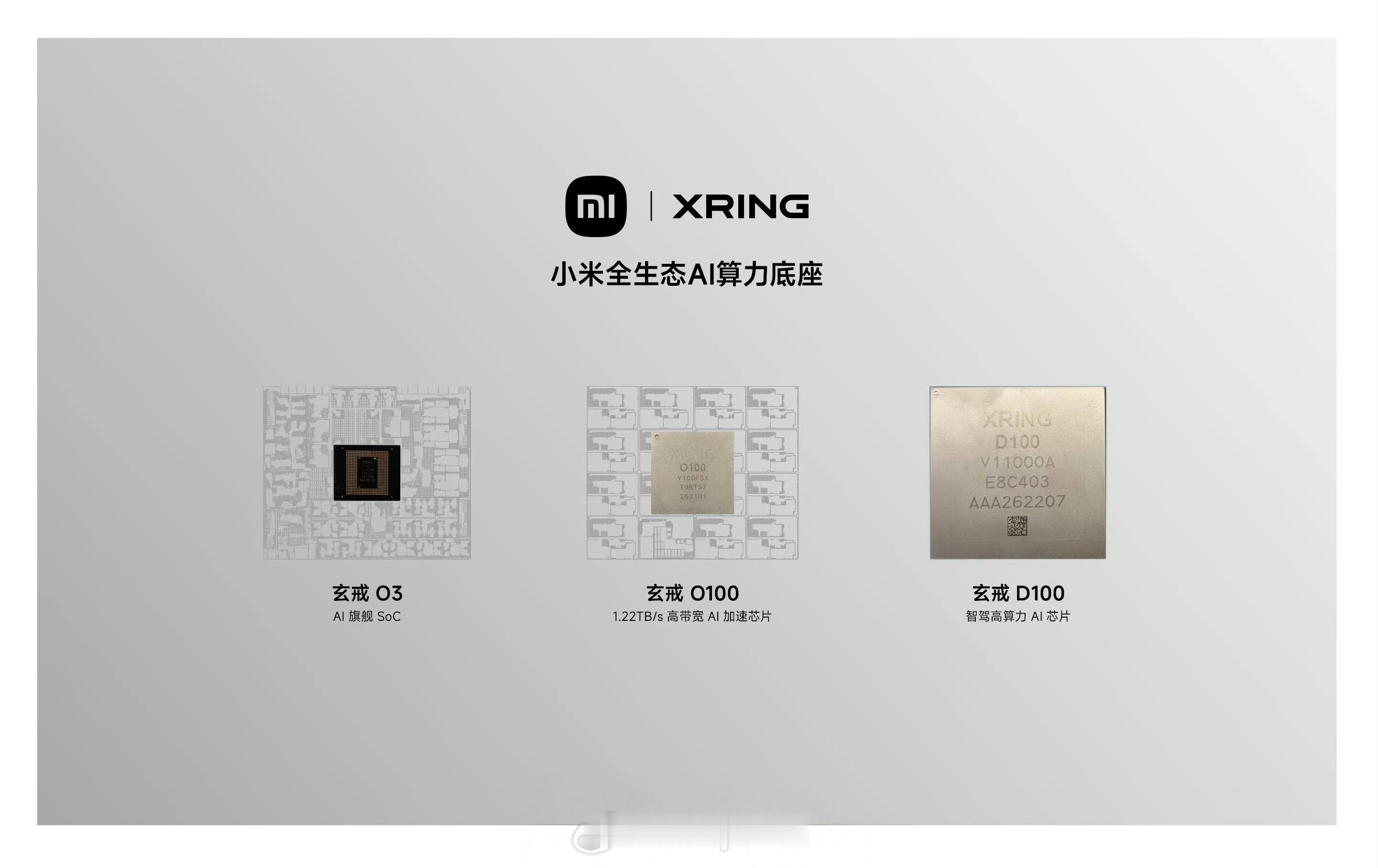 今日，小米发布玄戒O3、玄戒O100、玄戒D100三款自研芯片，分别面向个人智能
