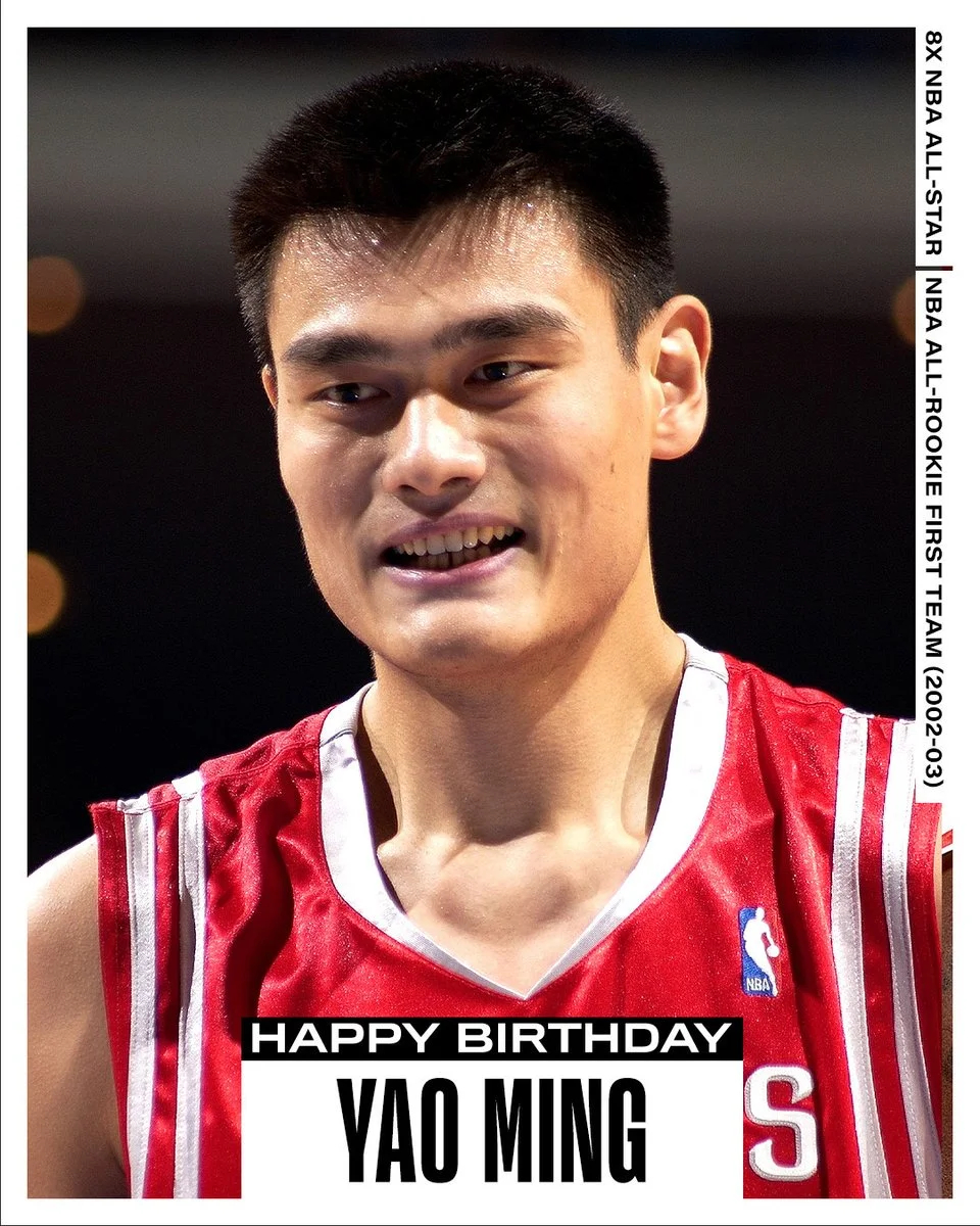 #NBA官方庆祝姚明46岁生日#NBA官方晒出一张前NBA球员姚明的照片并为其献