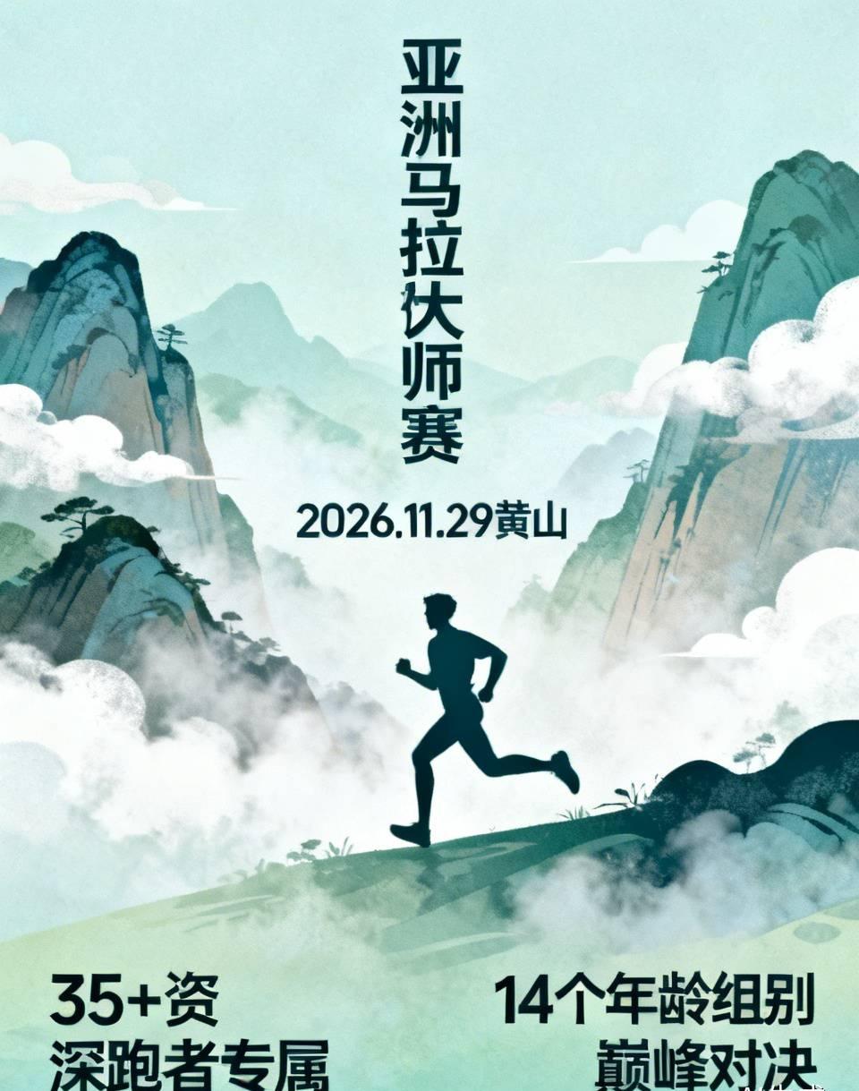 重磅官宣！首届亚洲马拉松大师赛，正式落户中国黄山！
 
专为35岁以上资深跑者打