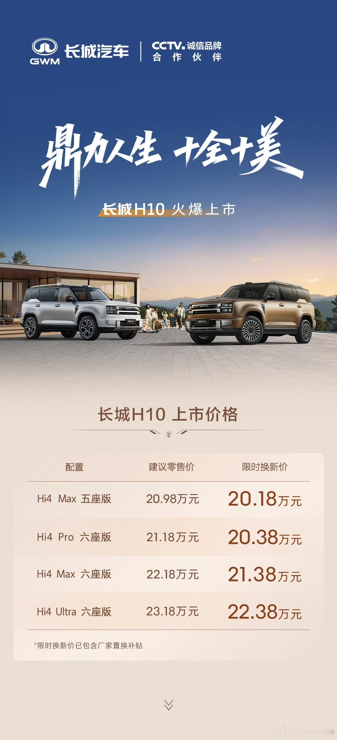 长城H10上市，起步价20.18万元 