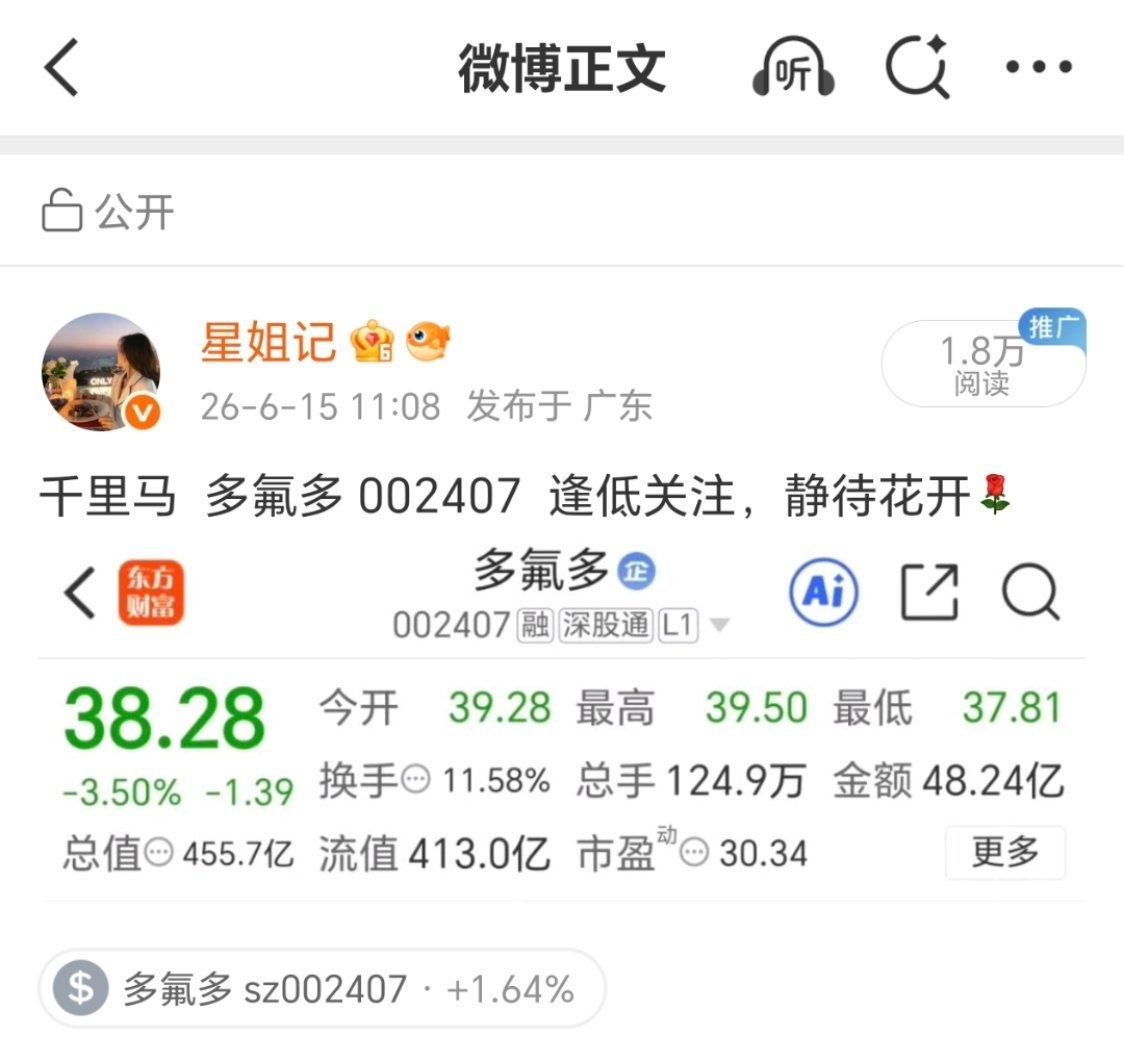 自闭了 多氟多002407  起飞