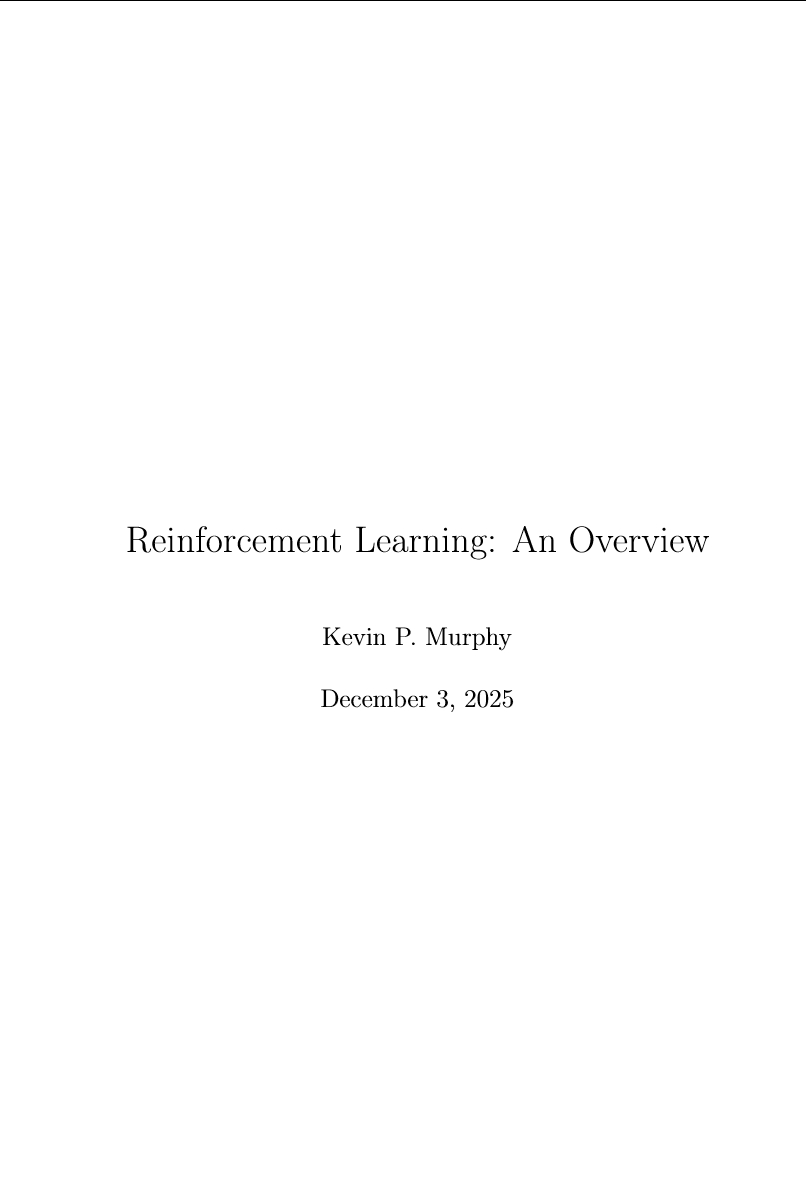 强化学习教程： Reinforcement Learning: An Overv