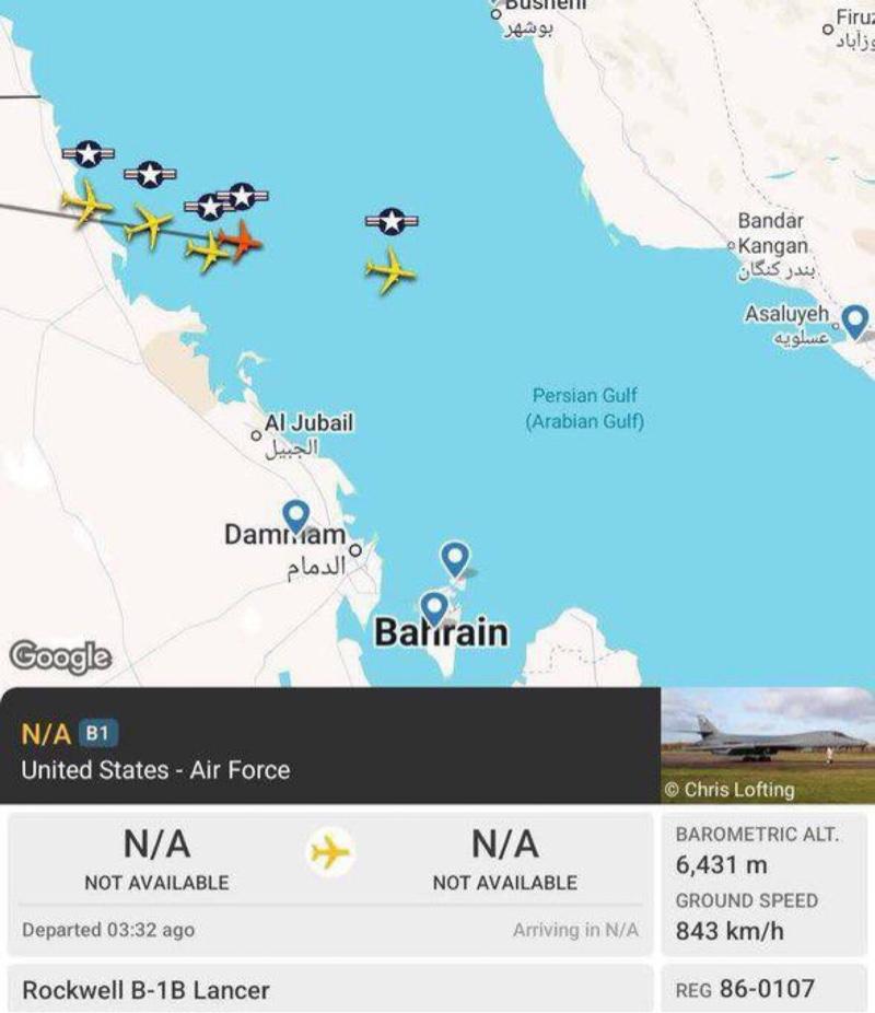 至少五架B1飞向伊朗