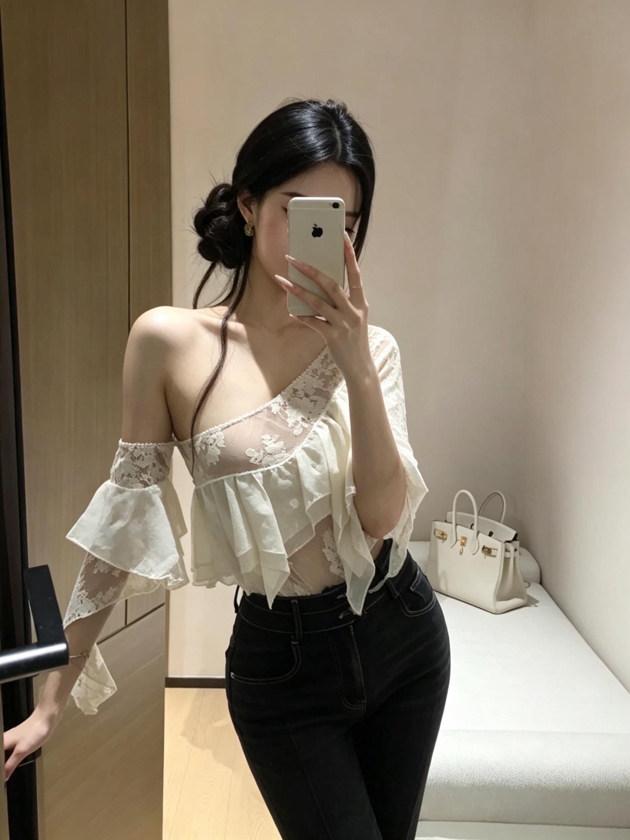斩女穿搭 露肩小衫温柔又有设计感