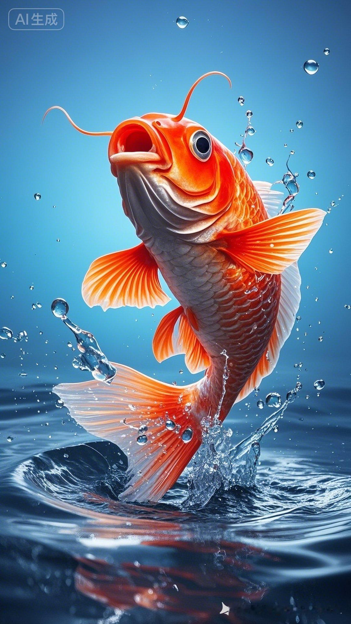 惊艳！超逼真的锦鲤跃出水面，仿佛下一秒就要飞出来！