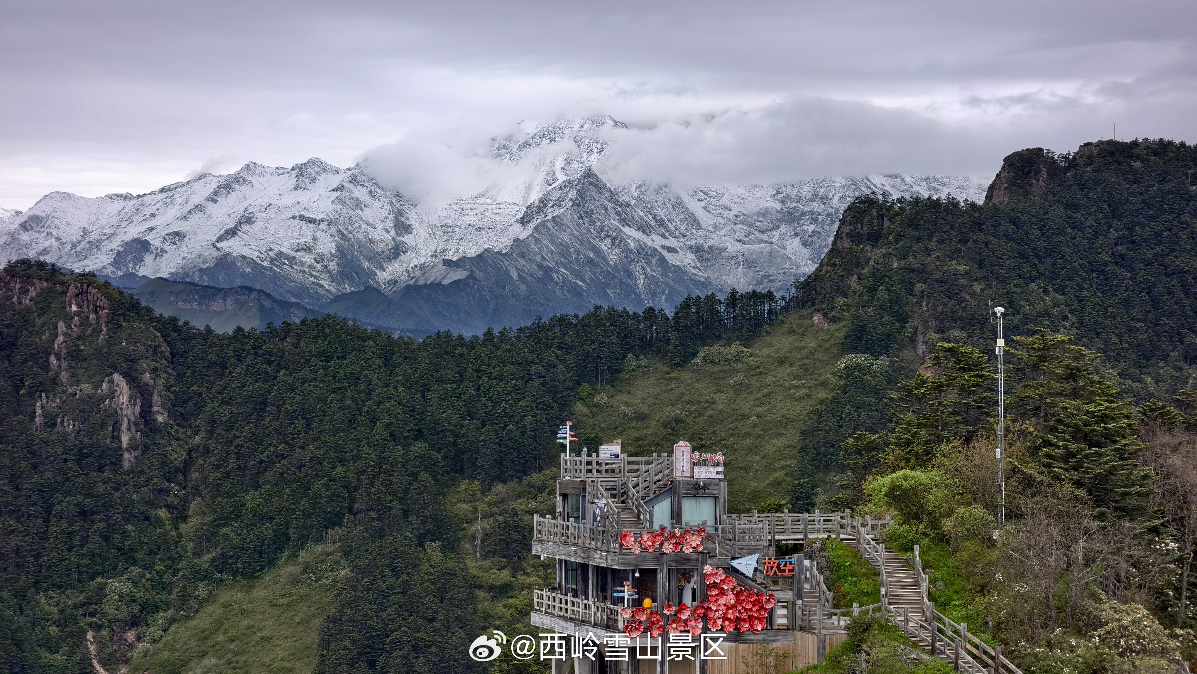 6月10日傍晚 西岭雪山日月坪突然飘起鹅毛大雪盛夏撞漫天白雪，这浪漫真的太治愈了
