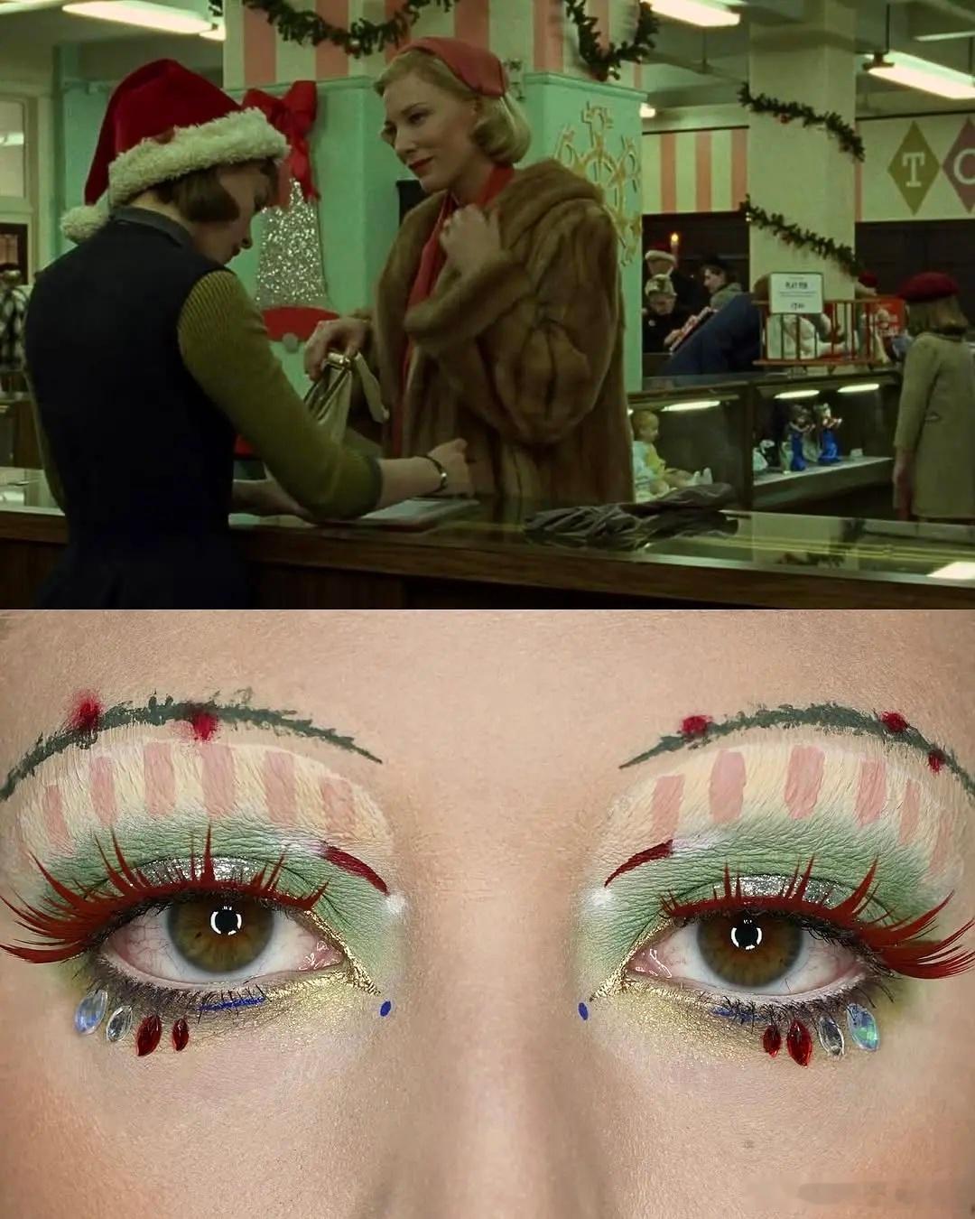 一位视觉艺术家与内容创作者用眼妆复刻了电影切片，再现了电影的氛围美学🌅 