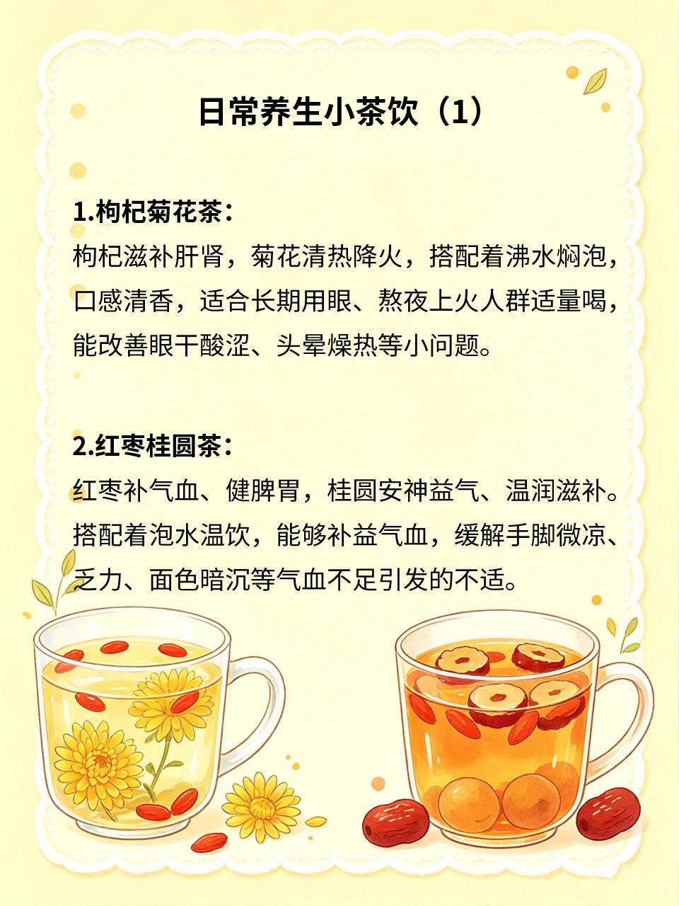 日常养生小茶饮，轻松调理身体小毛病
日常身体乏力、口干上火、积食腹胀、睡眠变差等