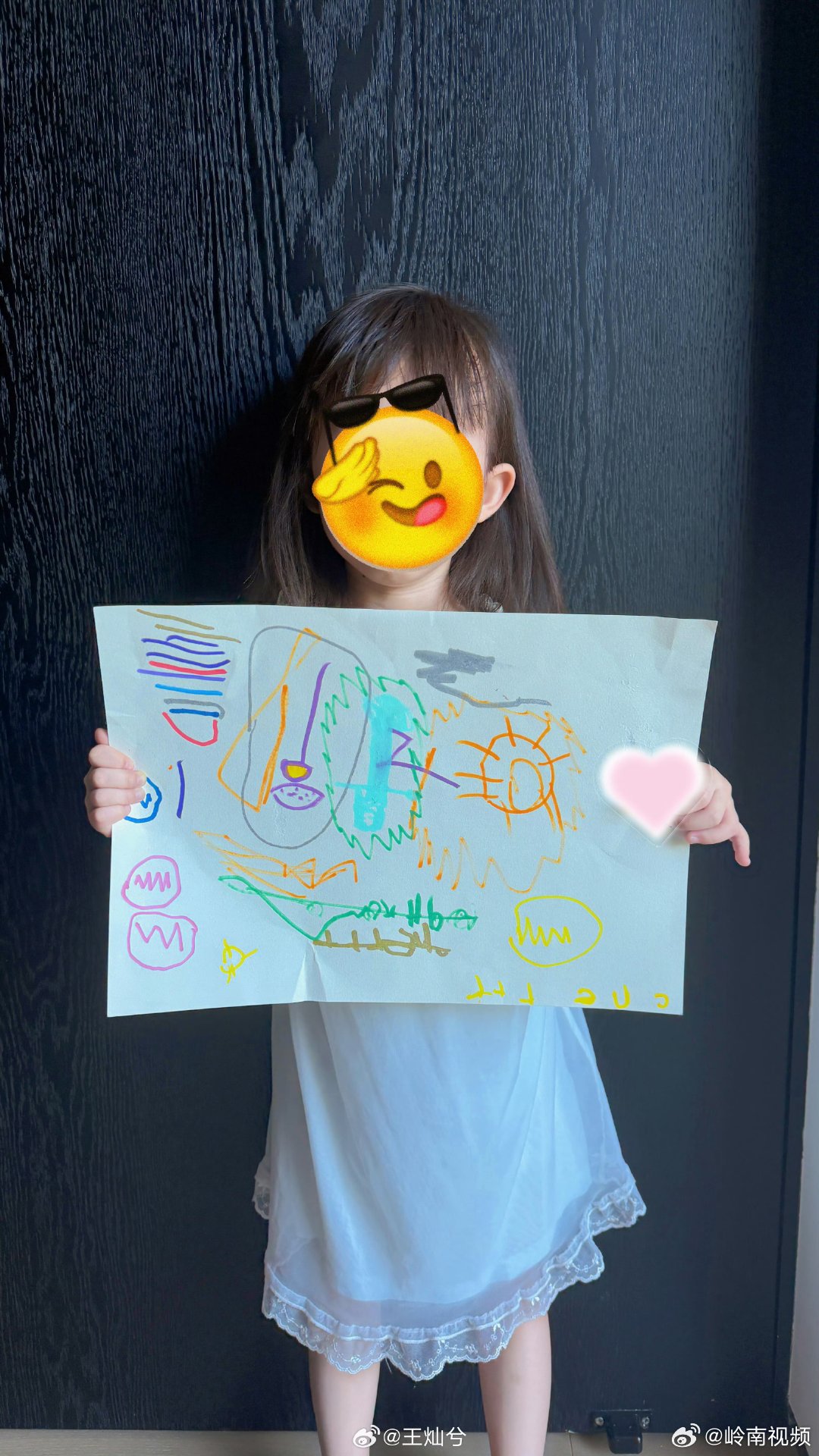 王灿晒5岁女儿画的画王灿说没看明白女儿画的啥王灿晒5岁女儿画的画，小朋友想到什么