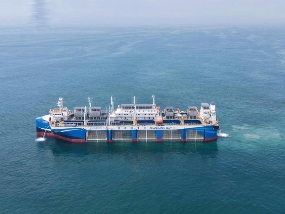 全球首个深海智能养殖平台“湛江湾一号”于周三停靠在中国广东省湛江市的码头。这艘由