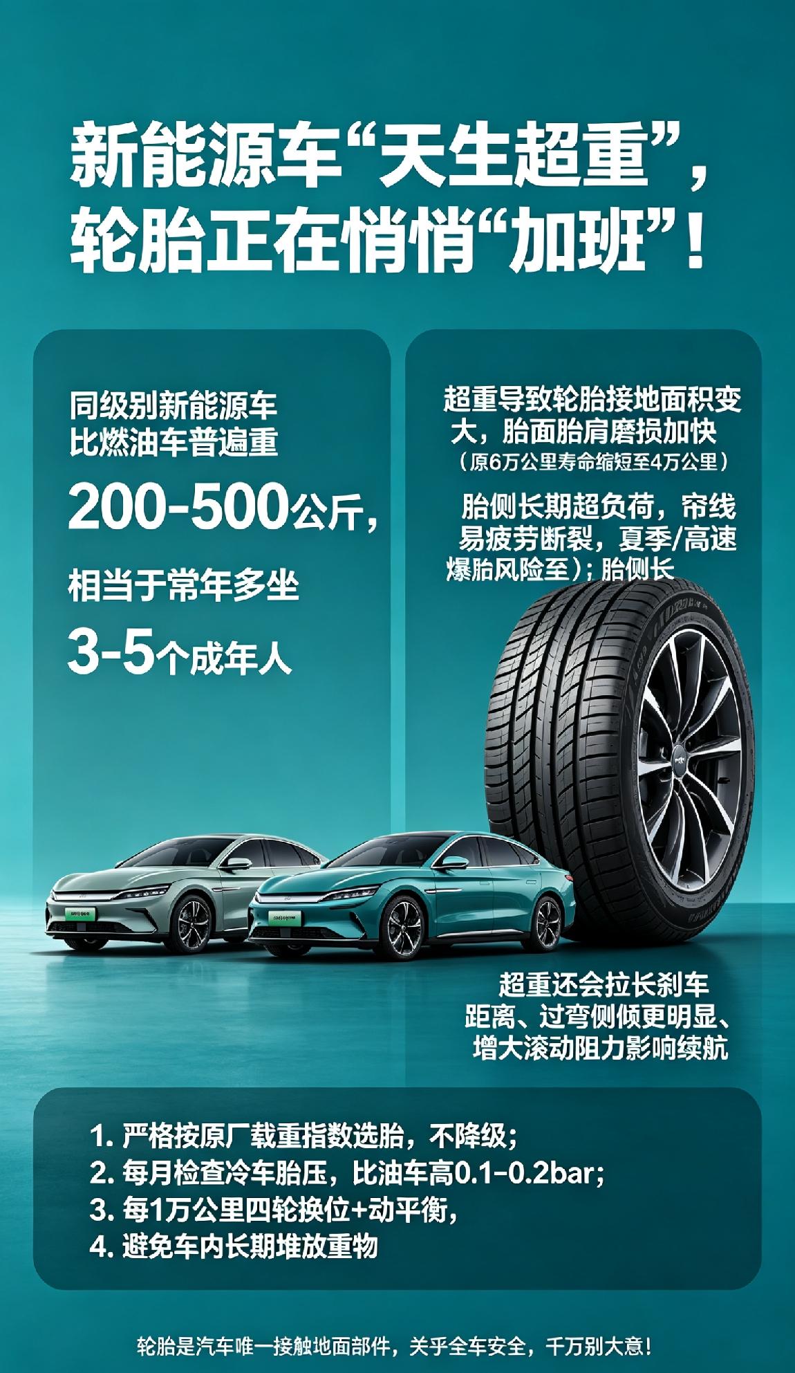 新能源车“天生超重”，你的轮胎正在悄悄“加班”！
 
很多人不知道，同级别新能源