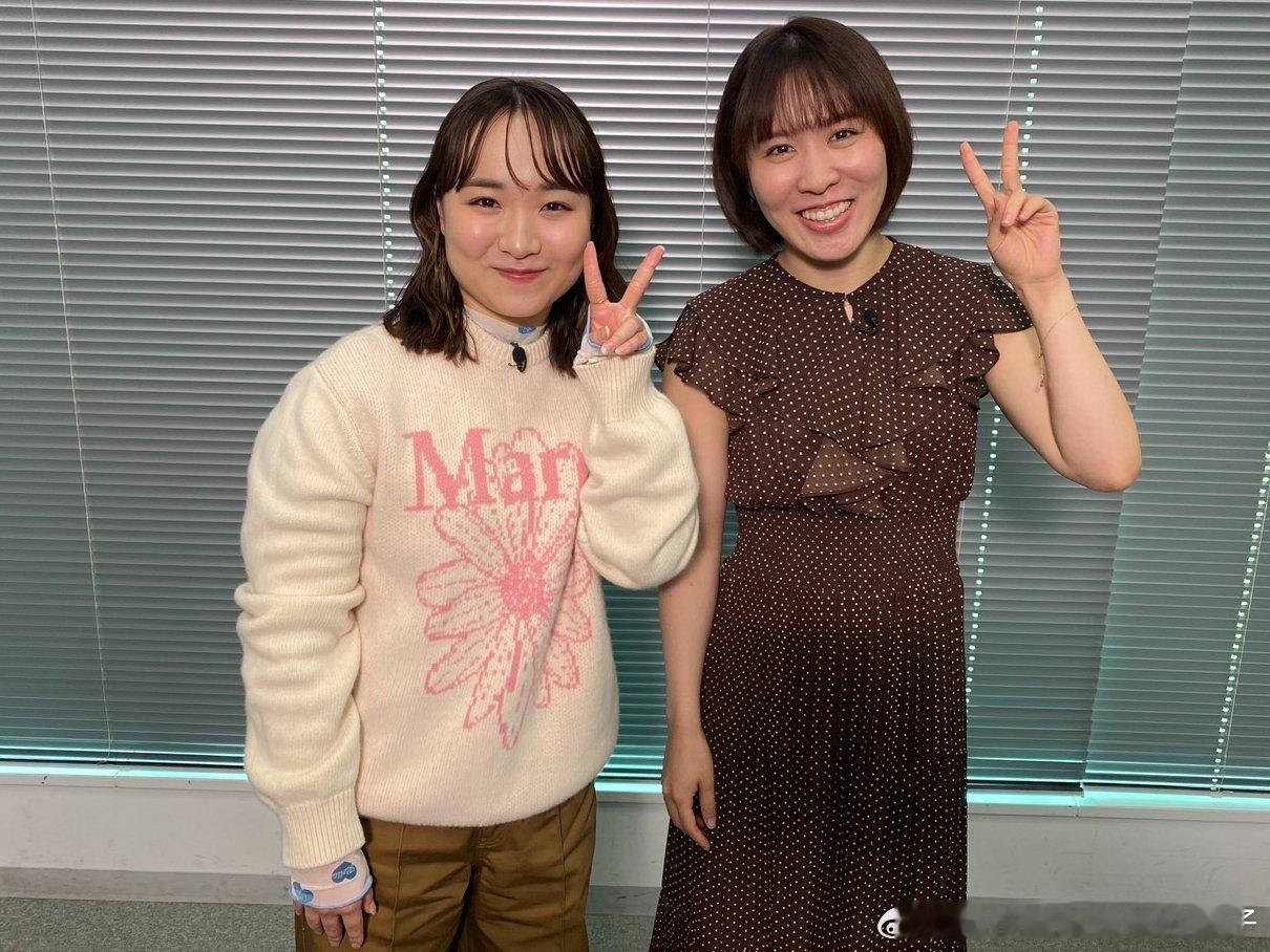 伊藤美诚与平野美宇一起录制东电体育回顾类节目《一流が目撃！》✌🏻📷 
